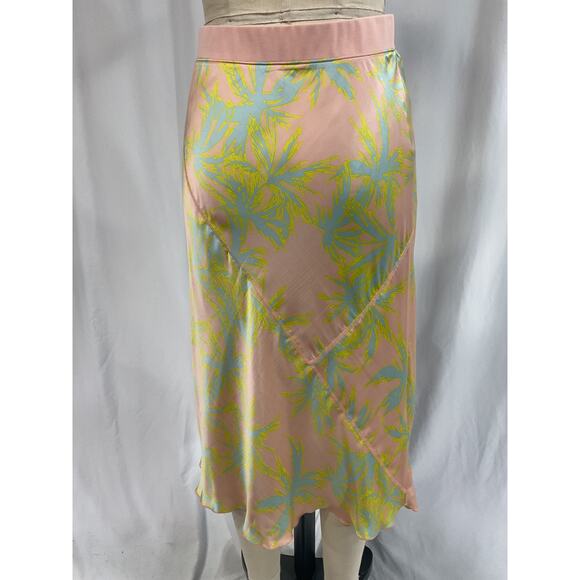 Atm Anthony Thomas Melillo 'Palm' Green Print Silk Charmeuse Slip Skirt Size S/P - Picture 3 of 5